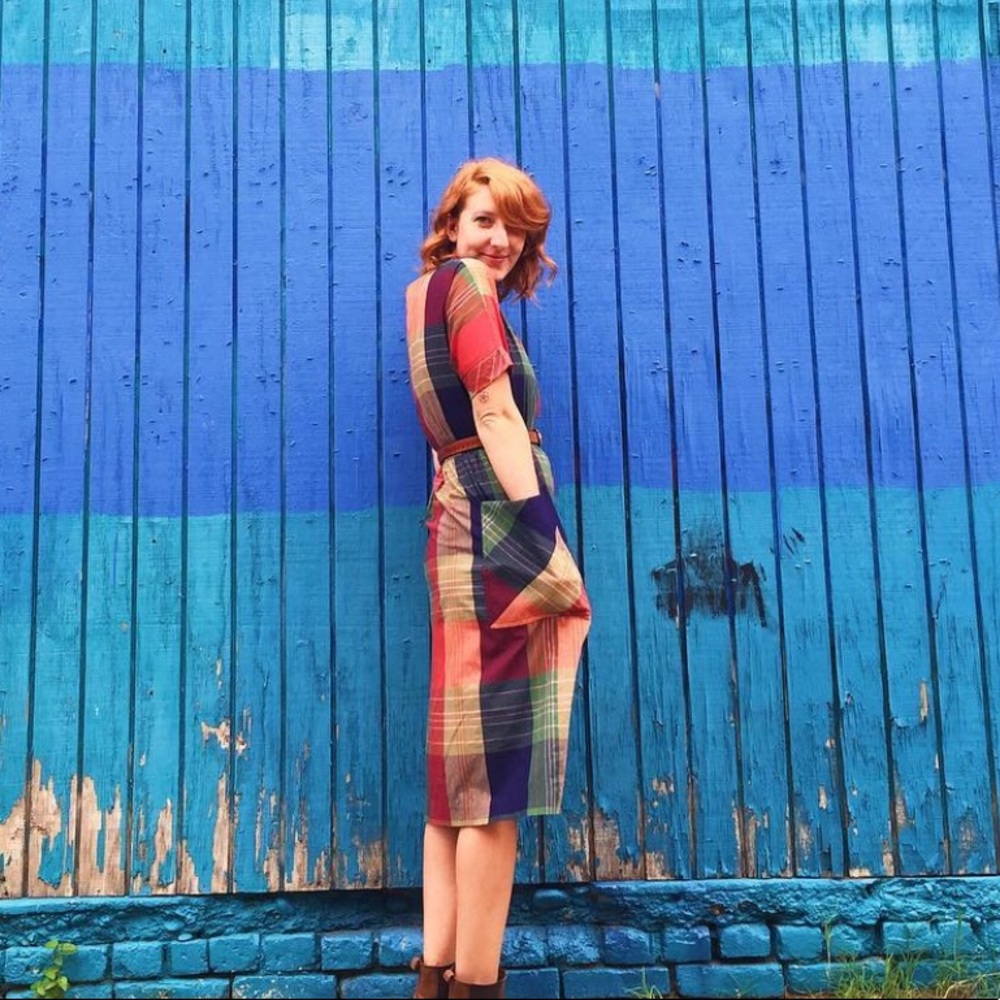Vintage multicolored pocket dress S